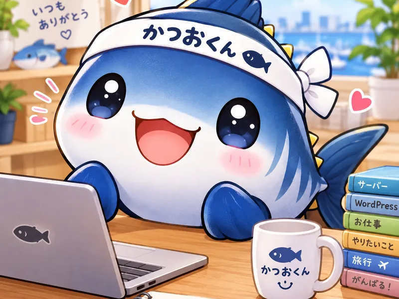 笑顔のかつおくん(友だち追加して「試作」と送る)