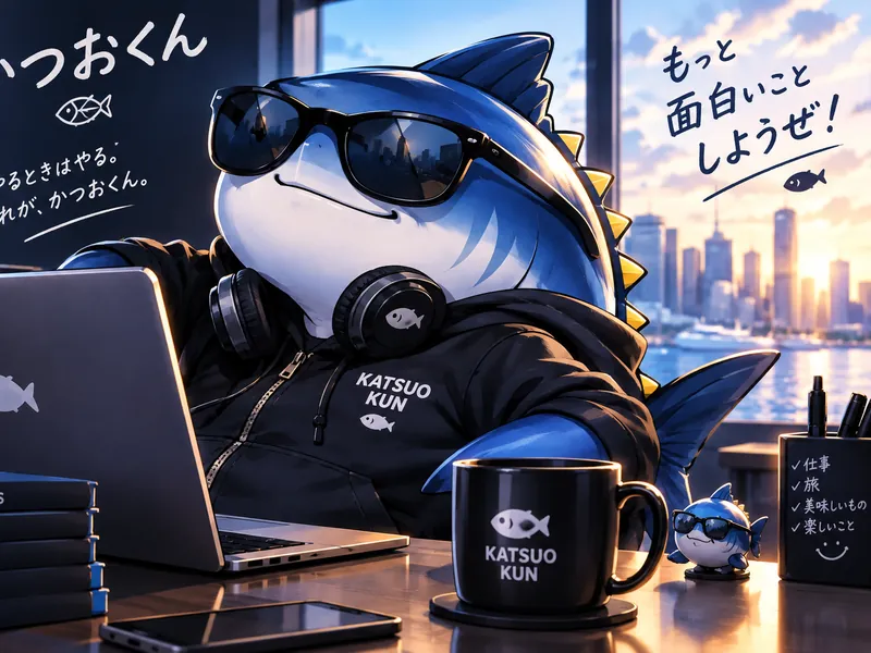 サングラスのかつおくん(原稿の下書きが届く)